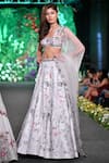 Shop_Kashmiraa_Grey Organza Embroidery Aari Sweetheart Neck Bridal Lehenga Set _at_Aza_Fashions