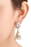 Shop_Sangeeta Boochra_Silver Plated Pearls Drop Handcrafted Jhumka Earrings _at_Aza_Fashions