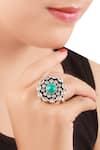 Shop_Sangeeta Boochra_Blue Stone Embedded Oversized Finger Ring  _at_Aza_Fashions