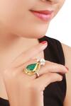 Shop_Sangeeta Boochra_Gold Plated Stone Encrusted Handcrafted Finger Ring _at_Aza_Fashions