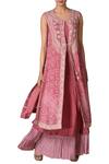 Buy_Ritu Kumar_Pink Printed Dress With Tie Up Jacket_at_Aza_Fashions