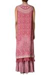 Shop_Ritu Kumar_Pink Printed Dress With Tie Up Jacket_at_Aza_Fashions