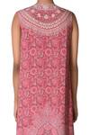 Ritu Kumar_Pink Printed Dress With Tie Up Jacket_at_Aza_Fashions