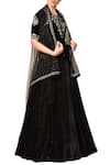 Buy_RI.Ritu Kumar_Black Micro Viscose Velvet Embroidered Sequin Floral Embellished Lehenga Set _at_Aza_Fashions