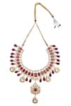 Moh-Maya By Disha Khatri_Pink Artificial Stones Adjustible Necklace And Earrings Set_Online_at_Aza_Fashions