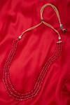 Moh-Maya by Disha Khatri_Pink Three Layered Stone Necklace _Online_at_Aza_Fashions