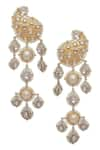 Buy_Rohita_Gold Plated Danglers With Pear Head_at_Aza_Fashions