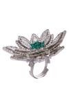 Buy_Rohita_Silver Plated Floral Crystal Studded Ring_at_Aza_Fashions