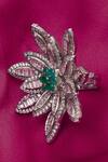 Buy_Rohita_Silver Plated Floral Crystal Studded Ring_Online_at_Aza_Fashions