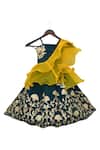 Buy_Fayon Kids_Yellow Cotton, Silk, Organza Beads Gota Pati Embroidered Lehenga Set  _at_Aza_Fashions