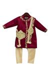 Buy_Fayon Kids_Beige Embroidered Ajkan With Pants _at_Aza_Fashions