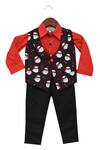 Buy_Fayon Kids_Black Printed Waist Coat With Shirt And Pant _at_Aza_Fashions