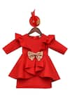 Buy_FAYON KIDS_Red Ruffle Sequin Bow Dress _at_Aza_Fashions