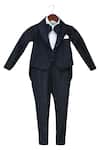 Buy_Fayon Kids_Blue Polyester, Cotton, Viscose Tuxedo Set With Waist Coat _at_Aza_Fashions