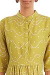 Buy_Varun Bahl_Yellow Chanderi Floral Print Dress_Online_at_Aza_Fashions