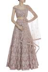 Buy_Ayushi Bhasin_Pink Floral Jaal Embroidered Lehenga Set_at_Aza_Fashions