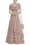 Buy_Ayushi Bhasin_Pink Hand Embroidered Off Shoulder Blouse And Lehenga Set_at_Aza_Fashions
