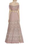 Shop_Ayushi Bhasin_Pink Hand Embroidered Off Shoulder Blouse And Lehenga Set_at_Aza_Fashions