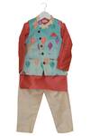 Buy_Kids Lane_Blue Kite Print Jacket With Kurta And Pyjama For Boys_at_Aza_Fashions