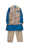 Buy_Kids Lane_Beige Deer Printed Jacket With Kurta And Pyjama _at_Aza_Fashions