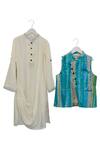 Buy_Kids Lane_Blue Modal, Cotton, Silk Shibori Print Jacket With Kurta And Pyjama_at_Aza_Fashions