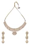 Buy_Anjali Jain_Gold Plated Kundan Bead Necklace And Earring Set_at_Aza_Fashions