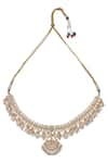 Anjali Jain_Gold Plated Kundan Bead Necklace And Earring Set_Online_at_Aza_Fashions