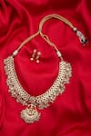 Buy_Anjali Jain_Gold Plated Kundan Bead Necklace And Earring Set_Online_at_Aza_Fashions