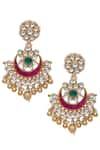 Buy_Anjali Jain_Gold Plated Floral Chandbali Bead Earrings_at_Aza_Fashions