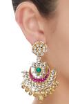 Buy_Anjali Jain_Floral Chandbali Bead Earrings_at_Aza_Fashions