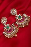 Buy_Anjali Jain_Floral Chandbali Bead Earrings_Online_at_Aza_Fashions