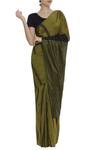Akaaro_Green Silk Stripe Saree _Online_at_Aza_Fashions
