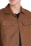 Shop Son Of A Noble Snob Brown Linen Button Front Collared Jacket Online at Aza Fashions Shop_Son Of A Noble Snob_Brown Linen Button Front Collared Jacket_Online_at_Aza_Fashions