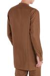 Shop Son Of A Noble Snob Brown Linen Overlap Style Diagonal Buttons Kurta at Aza Fashions Shop_Son Of A Noble Snob_Brown Linen Overlap Style Diagonal Buttons Kurta_at_Aza_Fashions