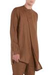 Buy Son Of A Noble Snob Brown Linen Overlap Style Diagonal Buttons Kurta Online at Aza Fashions Buy_Son Of A Noble Snob_Brown Linen Overlap Style Diagonal Buttons Kurta_Online_at_Aza_Fashions