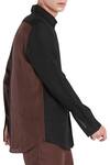 Son Of A Noble Snob_Black Linen Contrast Panel Shirt_Online_at_Aza_Fashions