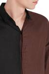 Buy_Son Of A Noble Snob_Black Linen Contrast Panel Shirt_Online_at_Aza_Fashions