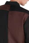 Shop_Son Of A Noble Snob_Black Linen Contrast Panel Shirt_Online_at_Aza_Fashions