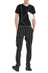 Buy_Son Of A Noble Snob_Black Cotton Pattern Printed Stripe Trouser Pant_at_Aza_Fashions