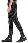 Buy_Son Of A Noble Snob_Black Cotton Pattern Printed Stripe Trouser Pant_Online_at_Aza_Fashions