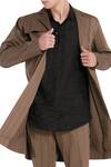 Buy_Son of A Noble Snob_Brown Striped Notch Lapel Long Jacket_Online_at_Aza_Fashions