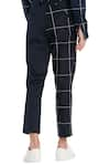 Shop_Son of A Noble Snob_Black Cotton Printed Checkered Trouser Pant  _at_Aza_Fashions