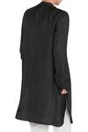 Shop_Son Of A Noble Snob_Black Cotton Plain Asymmetric Placket Kurta Set_at_Aza_Fashions