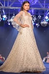 Buy_House of Kotwara_Off White Sequin Scallop Embroidered Gown With Cape_at_Aza_Fashions