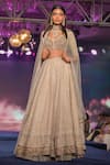 Buy_House of Kotwara_Beige Georgette Embroidery Sequins V Neck Chikankari Lehenga Set _at_Aza_Fashions