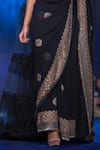 House of Kotwara_Black Net Embroidery Kalamdani V Neck Saree With Blouse And Tiered Cape  _Online_at_Aza_Fashions