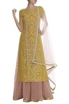 Buy_Kritika Dawar_Yellow Silk Georgette Hand Embroidered Floral Lehenga Set _at_Aza_Fashions