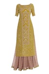 Buy_Kritika Dawar_Yellow Silk Georgette Hand Embroidered Floral Lehenga Set _Online_at_Aza_Fashions