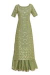 Buy_Kritika Dawar_Green Kurta-linen Silk Embroidered Pearls Kurta Lehenga Set _Online_at_Aza_Fashions