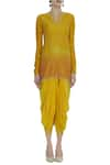 Jajobaa_Yellow Embroidered Kurta With Dhoti Pant_Online_at_Aza_Fashions